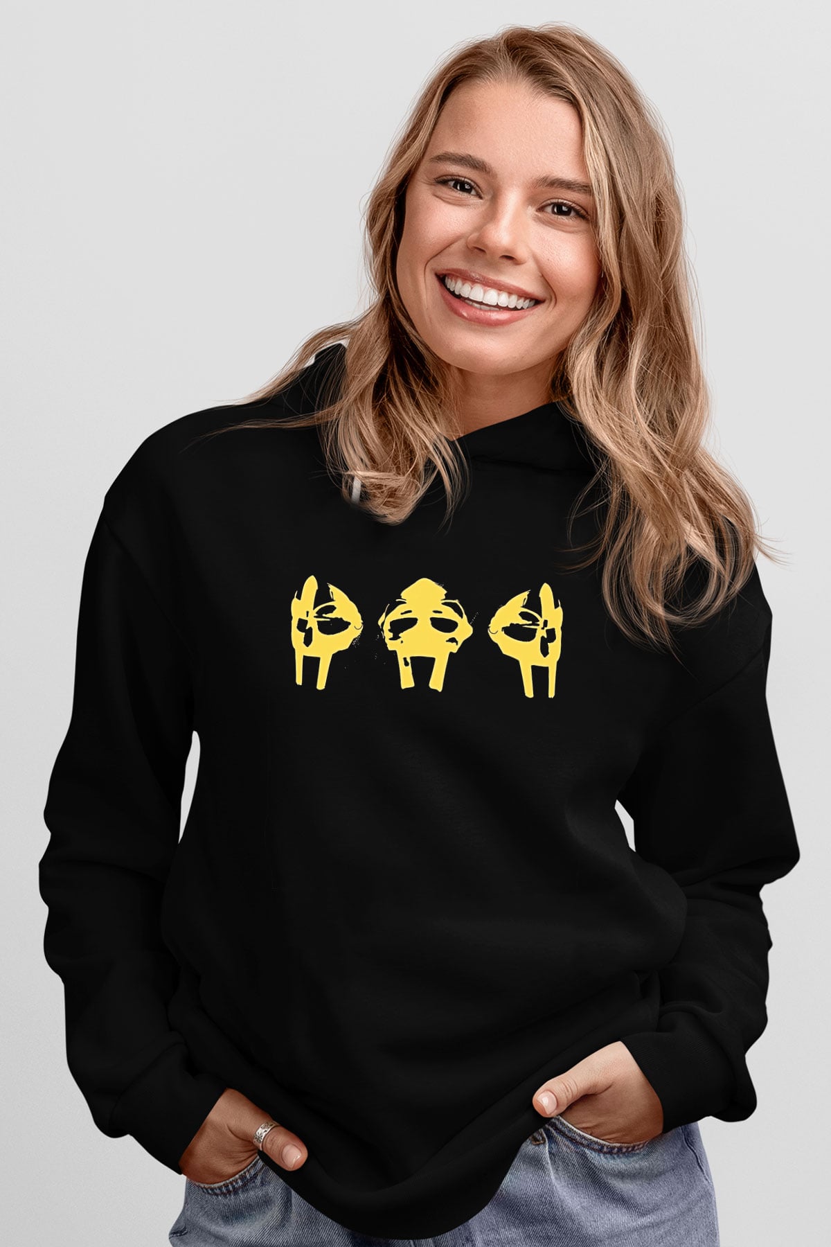 Mf Doom Baskılı Unisex Siyah Hoodie