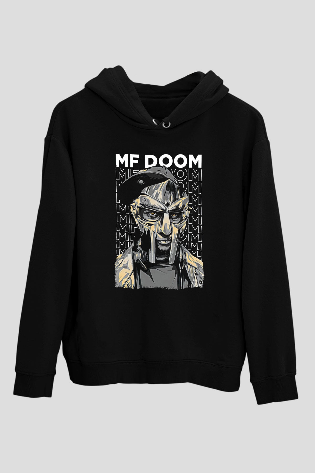 Mf Doom Baskılı Unisex Siyah Hoodie