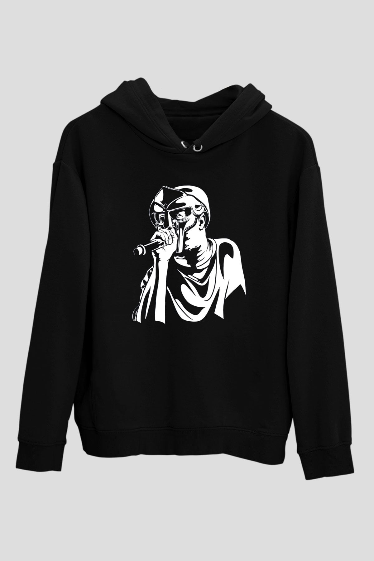 Mf Doom Baskılı Unisex Siyah Hoodie