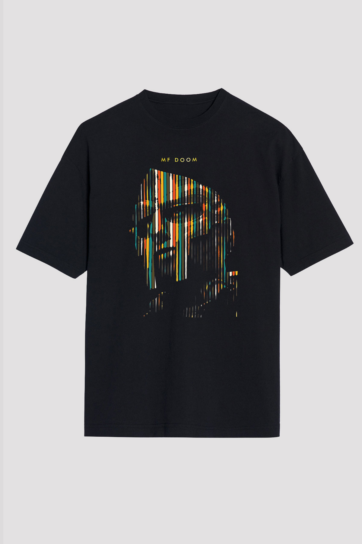 Mf Doom Baskılı Unisex Siyah Oversize Tişört - Tshirt