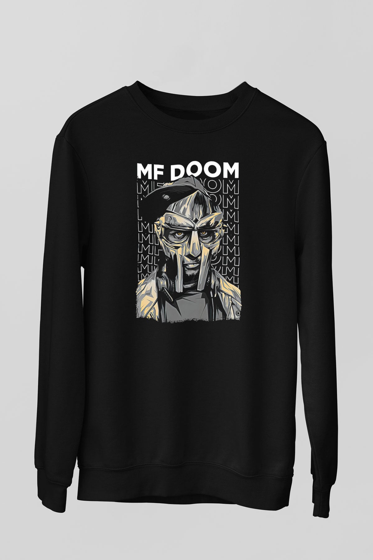 Mf Doom Baskılı Unisex Siyah Sweatshirt