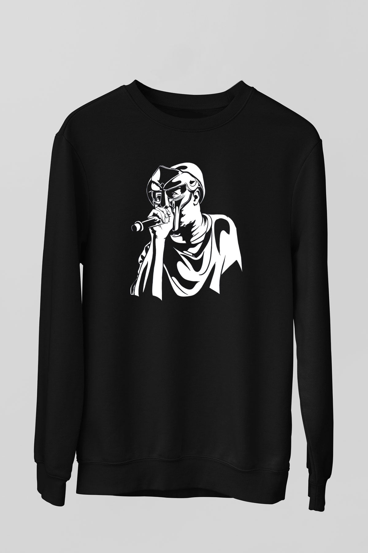 Mf Doom Baskılı Unisex Siyah Sweatshirt