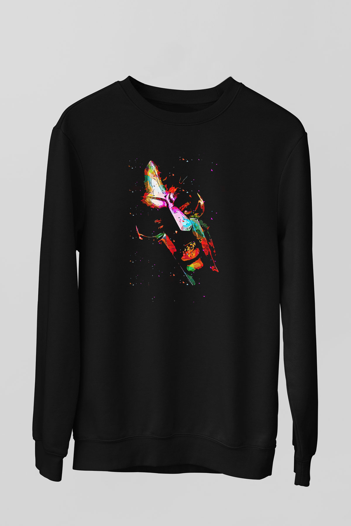 Mf Doom Baskılı Unisex Siyah Sweatshirt
