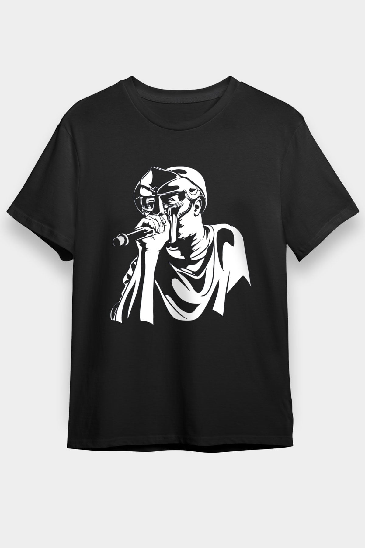 Mf Doom Baskılı Unisex Siyah Tişört - Tshirt