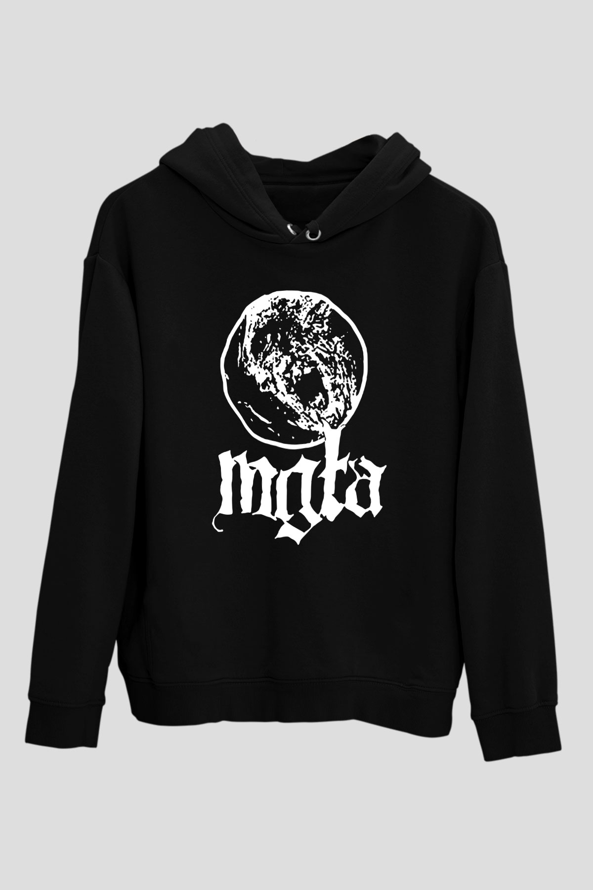 Mgla Baskılı Unisex Siyah Kapüşonlu Sweatshirt
