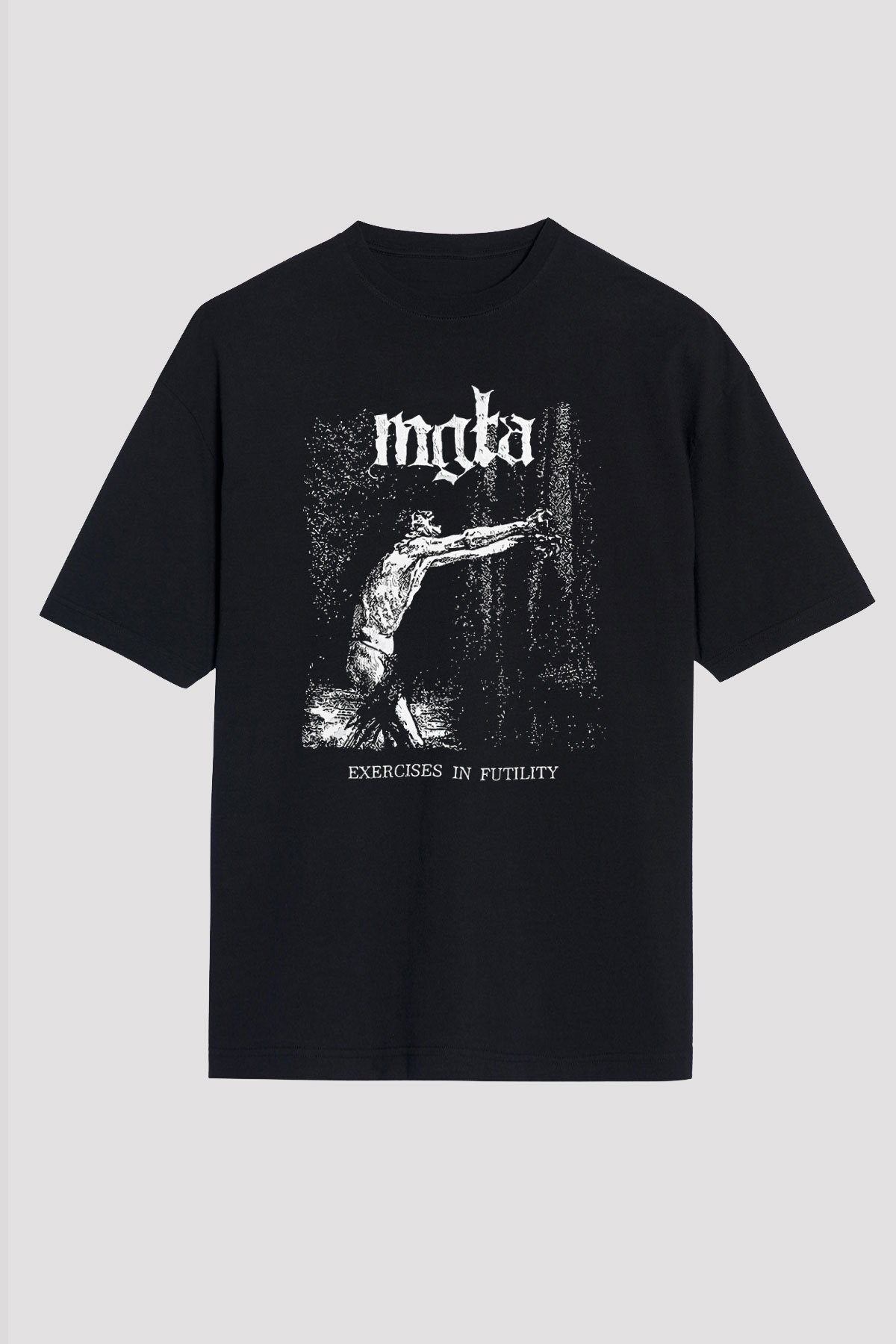 Mgla Baskılı Unisex Siyah Oversize Tişört - Tshirt