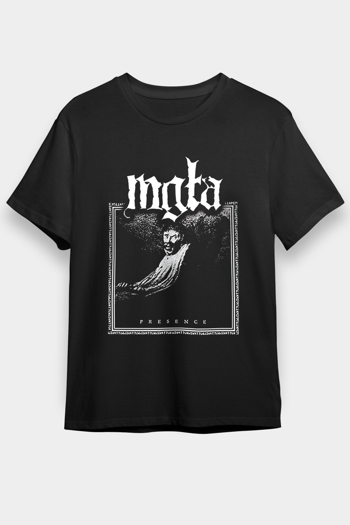 Mgla Baskılı Unisex Siyah Tişört - Tshirt