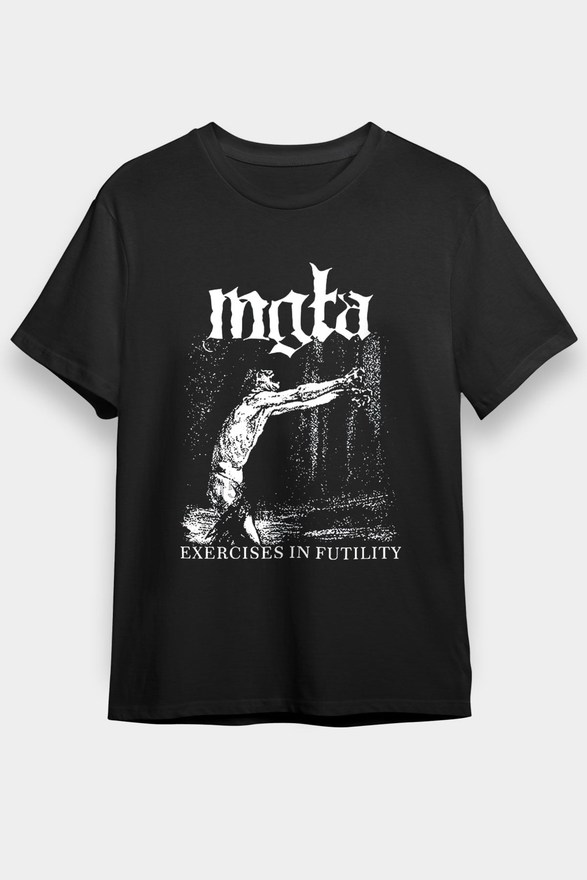 Mgla Baskılı Unisex Siyah Tişört - Tshirt