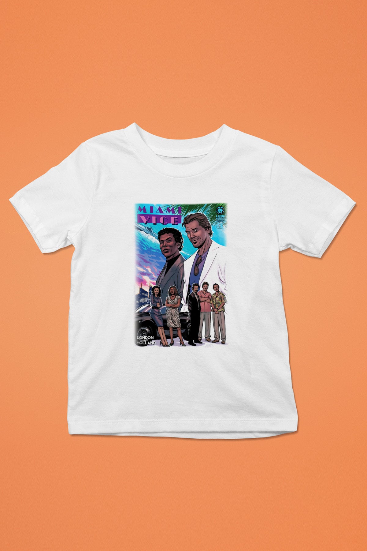 Miami Vice Baskılı Beyaz Unisex Çocuk Tişört