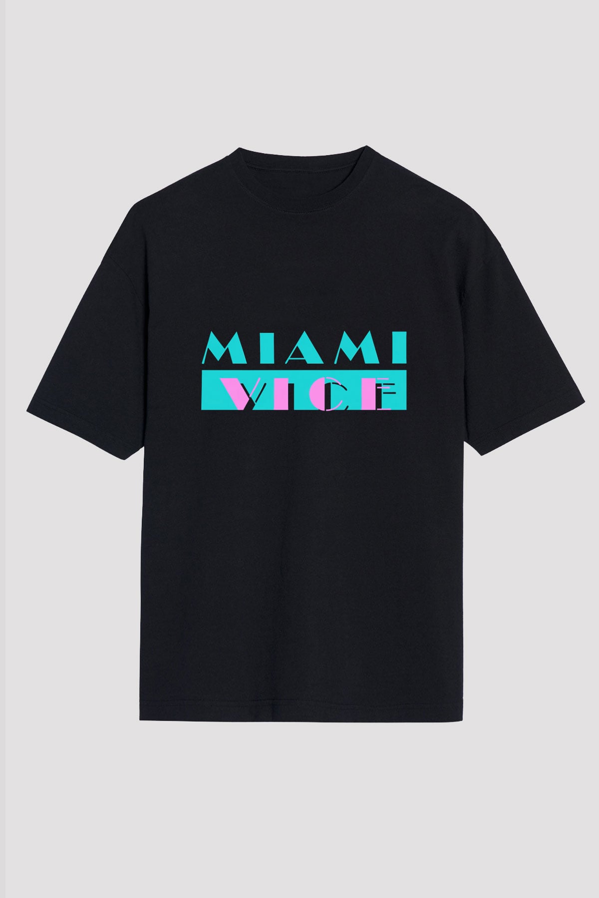 Miami Vice Siyah Unisex Oversize Tişört