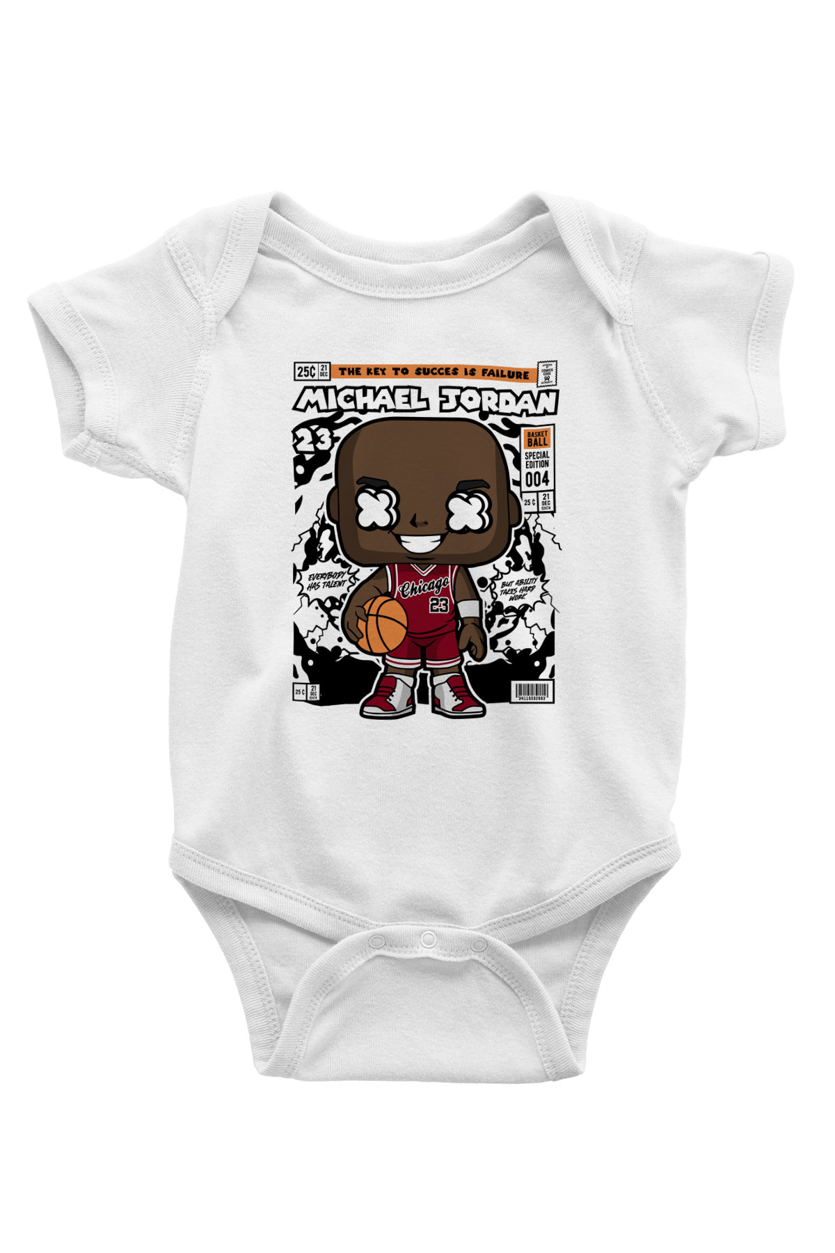 Michael Baskılı Unisex Beyaz Bebek Body - Zıbın