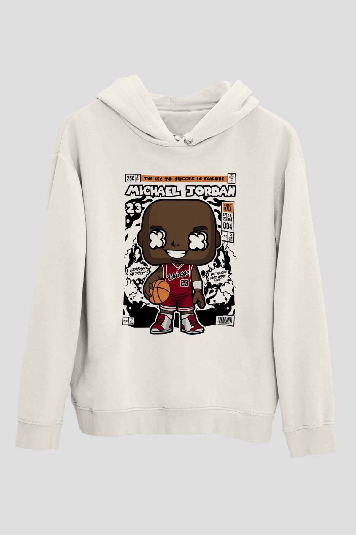 Michael Baskılı Unisex Beyaz Hoodie
