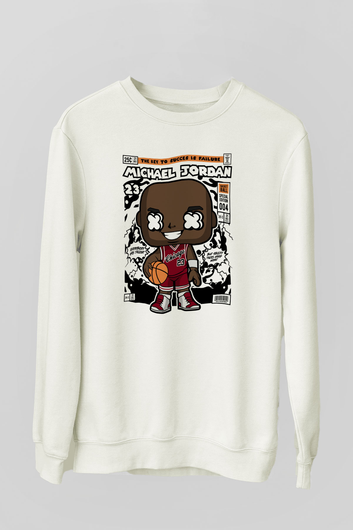Michael Baskılı Unisex Beyaz Sweatshirt