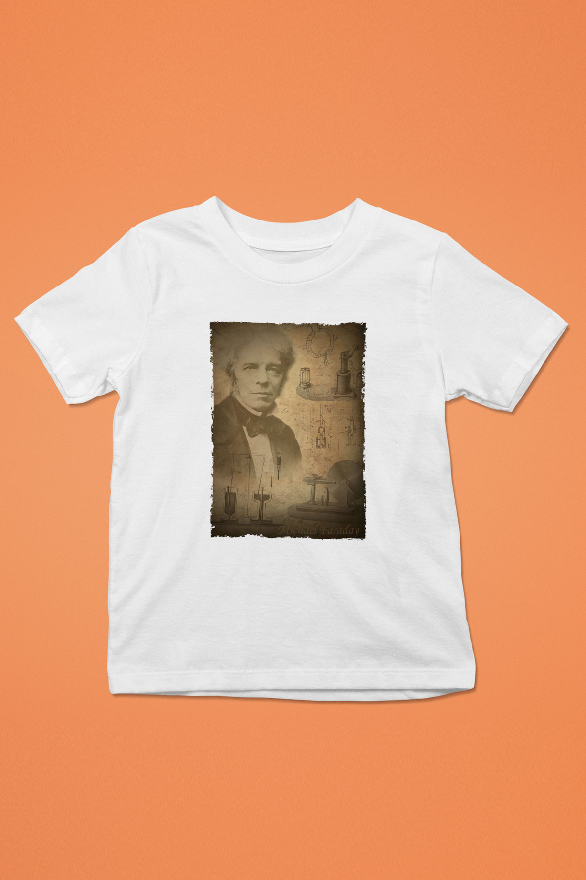 Michael Faraday Baskılı Unisex Beyaz Çocuk Tişörtü - Tshirt
