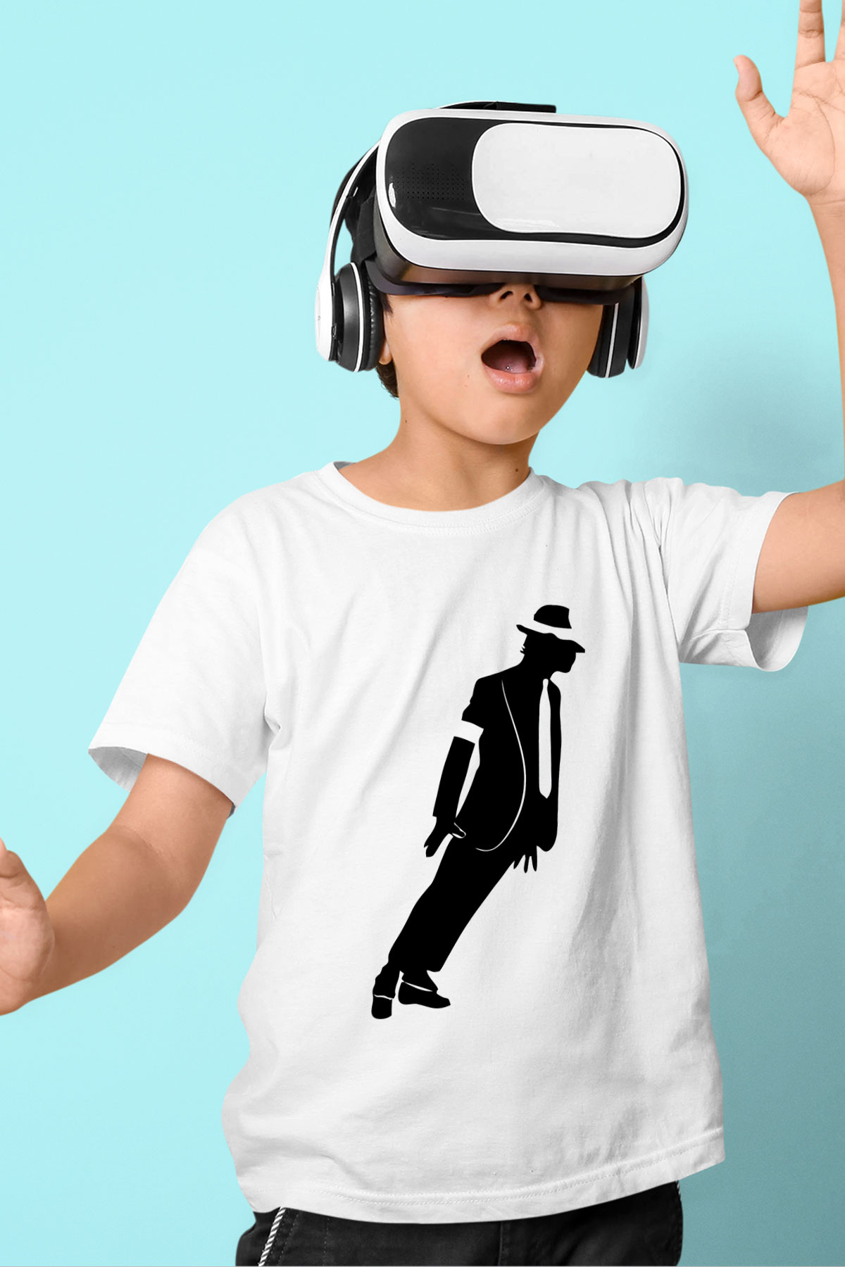 Michael Jackson Baskılı Beyaz Unisex Çocuk Tişört