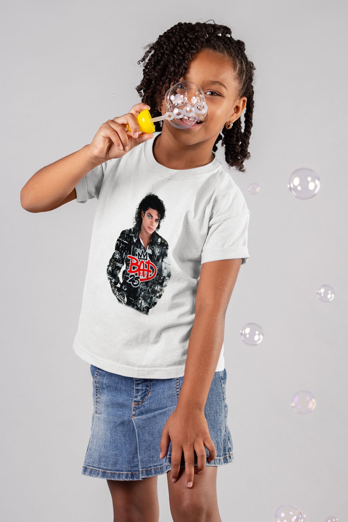 Michael Jackson Baskılı Beyaz Unisex Çocuk Tişört