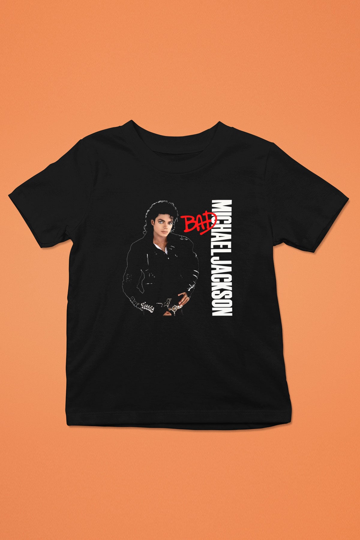 Michael Jackson Baskılı Siyah Unisex Çocuk Tişört