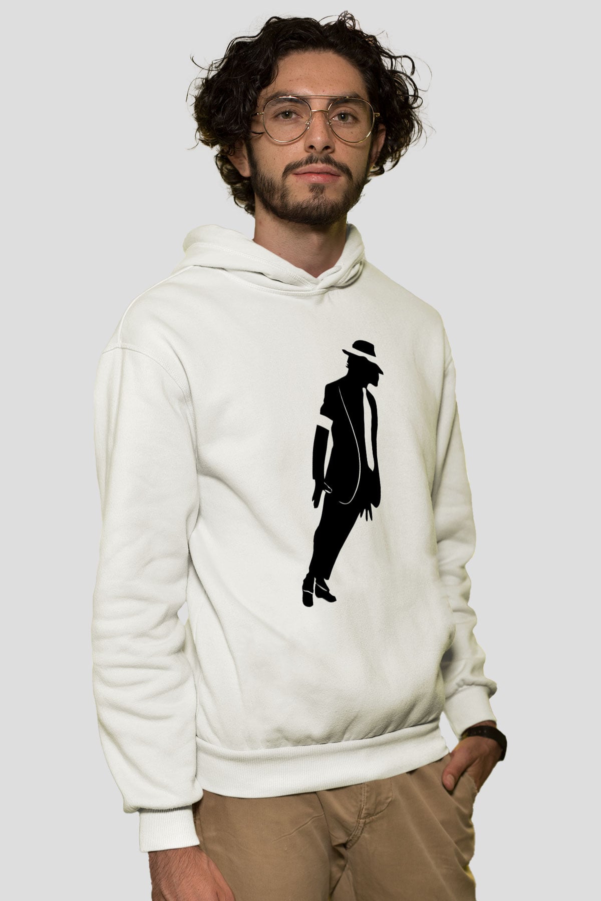 Michael Jackson Beyaz Unisex Kapşonlu Sweatshirt