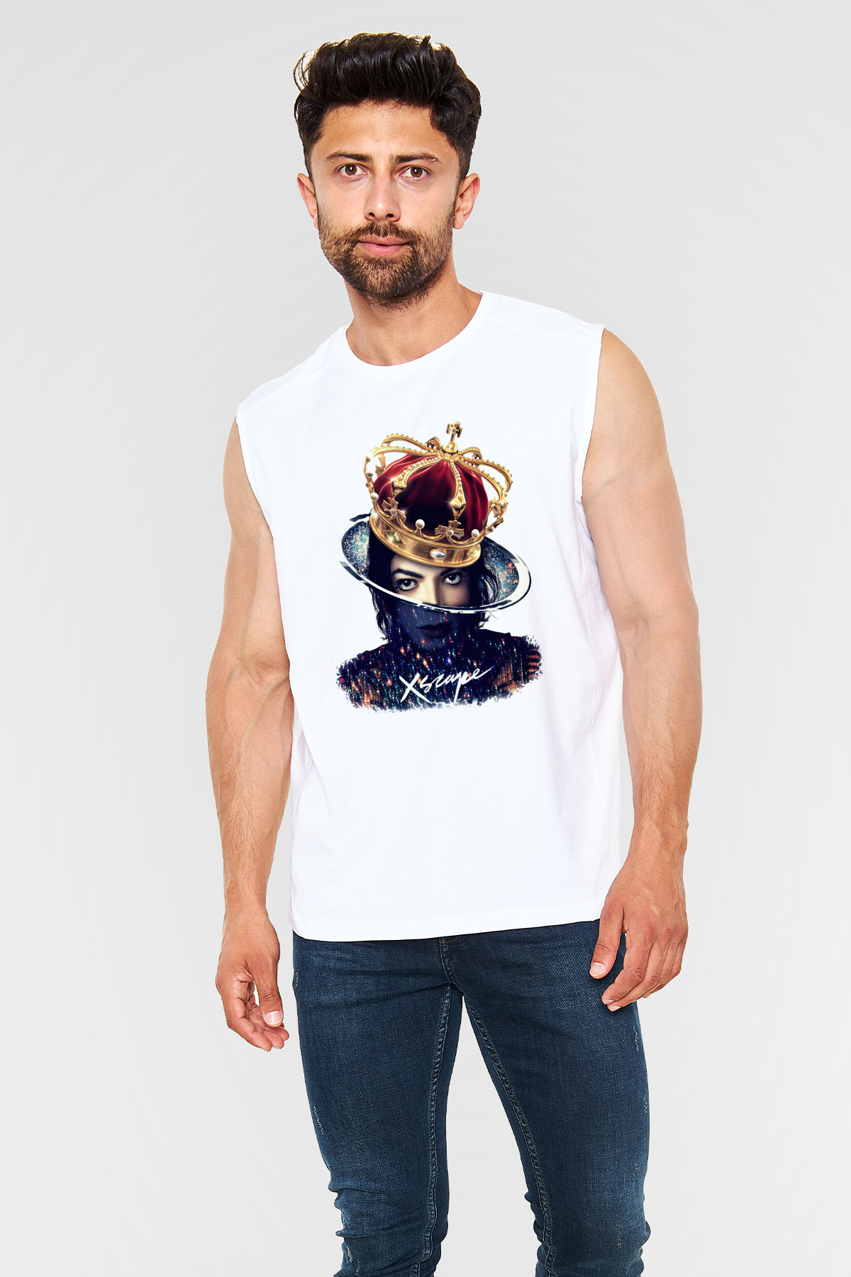 Michael Jackson Beyaz Unisex Kolsuz Tişört