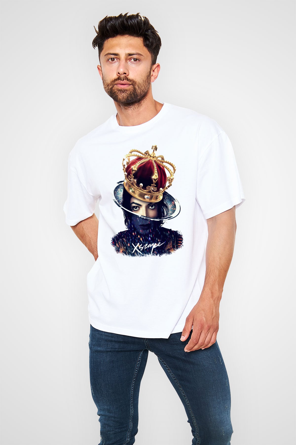 Michael Jackson Beyaz Unisex Oversize Tişört T-Shirt