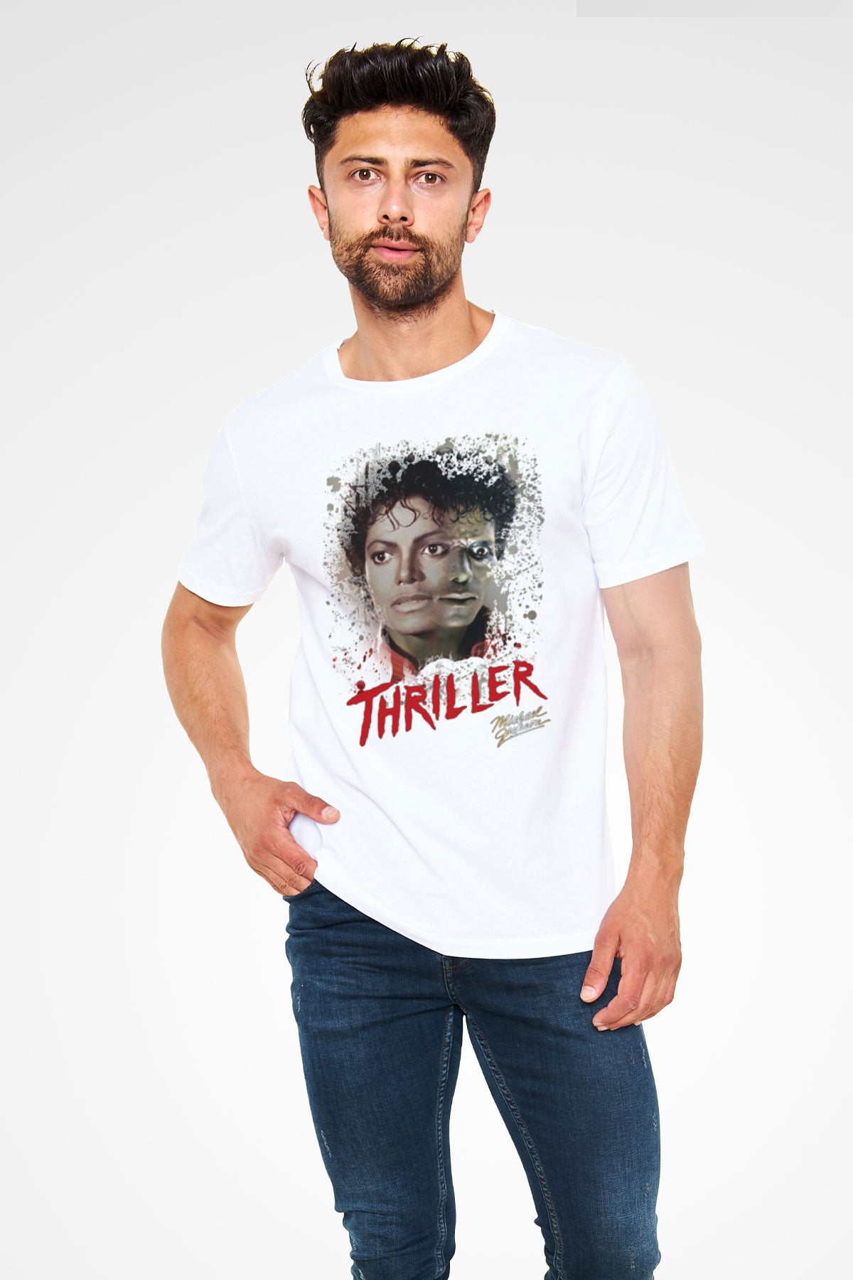 Michael Jackson Beyaz Unisex Tişört T-Shirt - TişörtFabrikası
