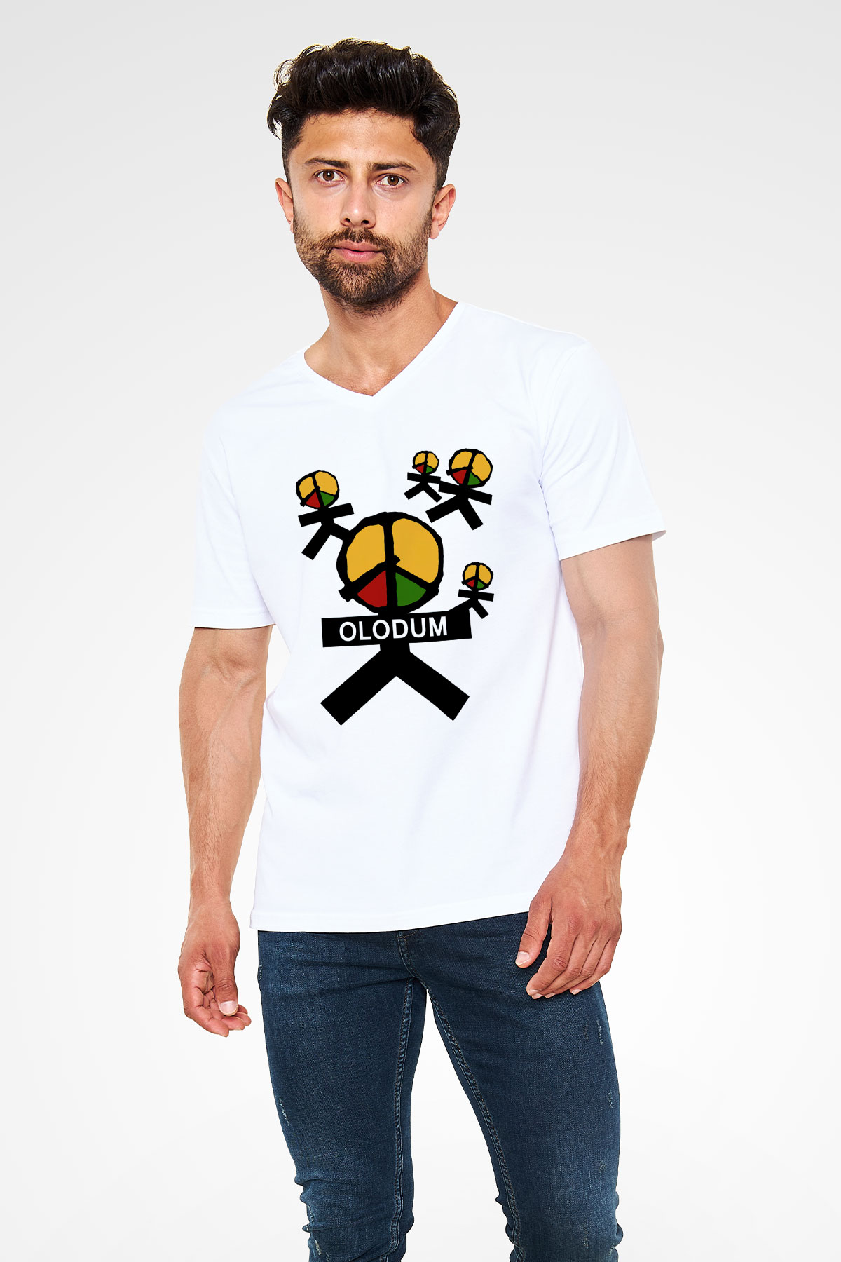 Michael Jackson Beyaz Unisex V Yaka Tişört T-Shirt
