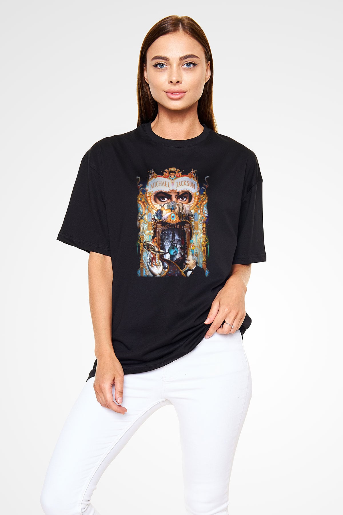 Michael Jackson Siyah Unisex Oversize Tişört T-Shirt
