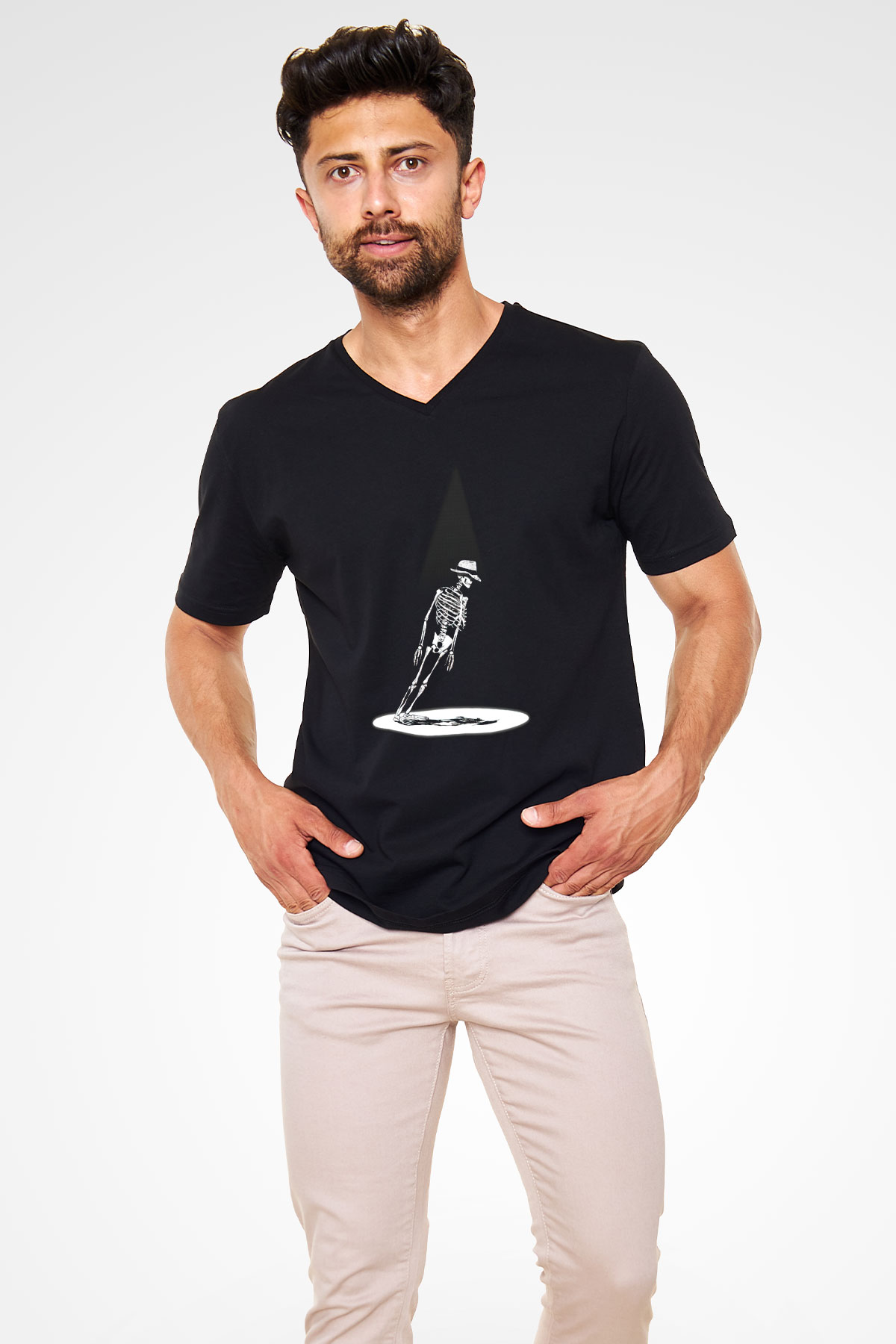 Michael Jackson Siyah Unisex V Yaka Tişört T-Shirt