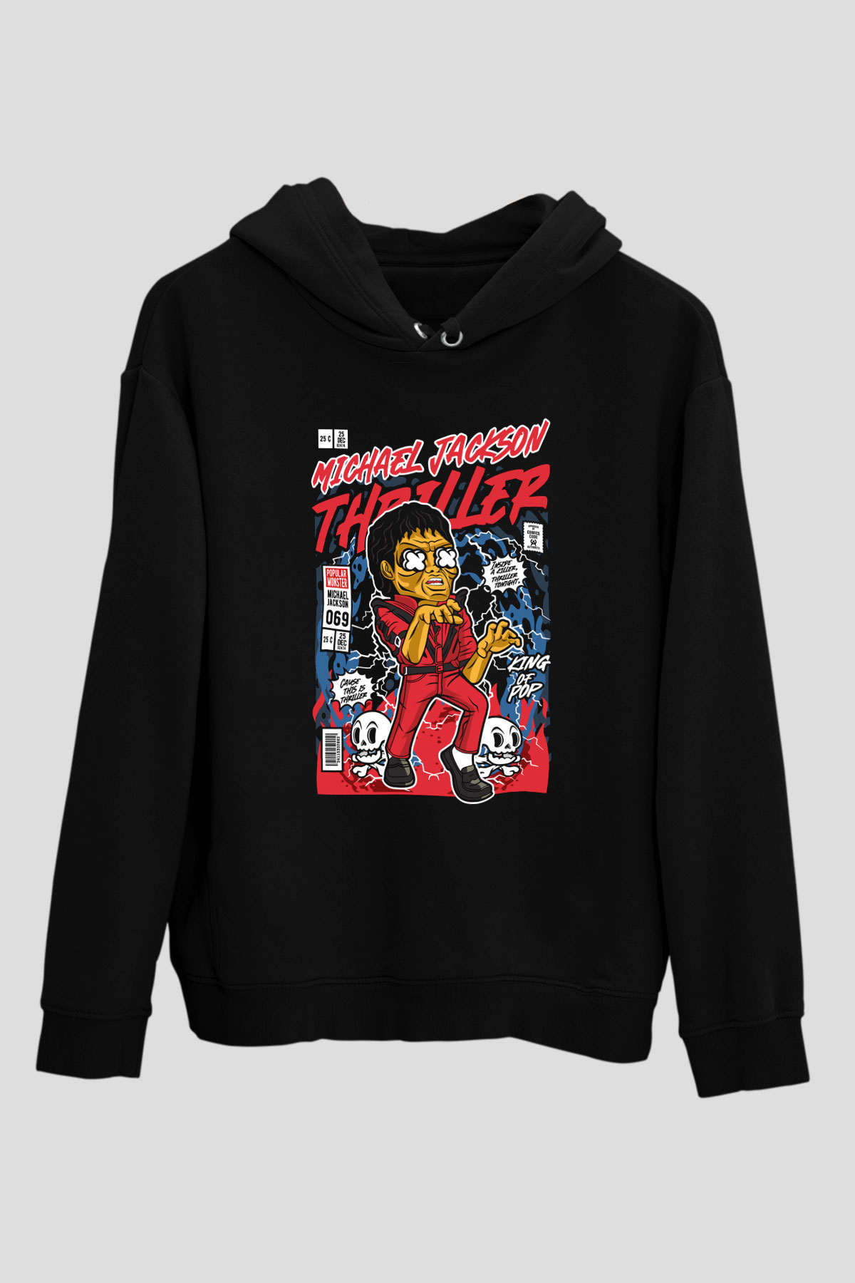 Michael Jackson Thriller Baskılı Unisex Siyah Hoodie