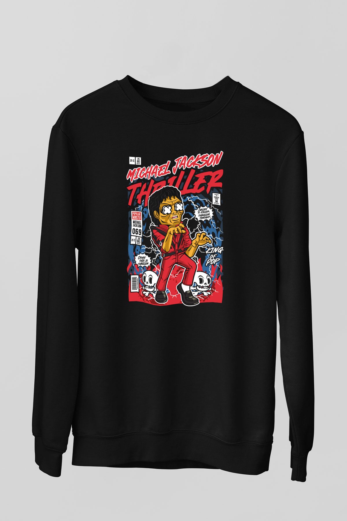 Michael Jackson Thriller Baskılı Unisex Siyah Sweatshirt
