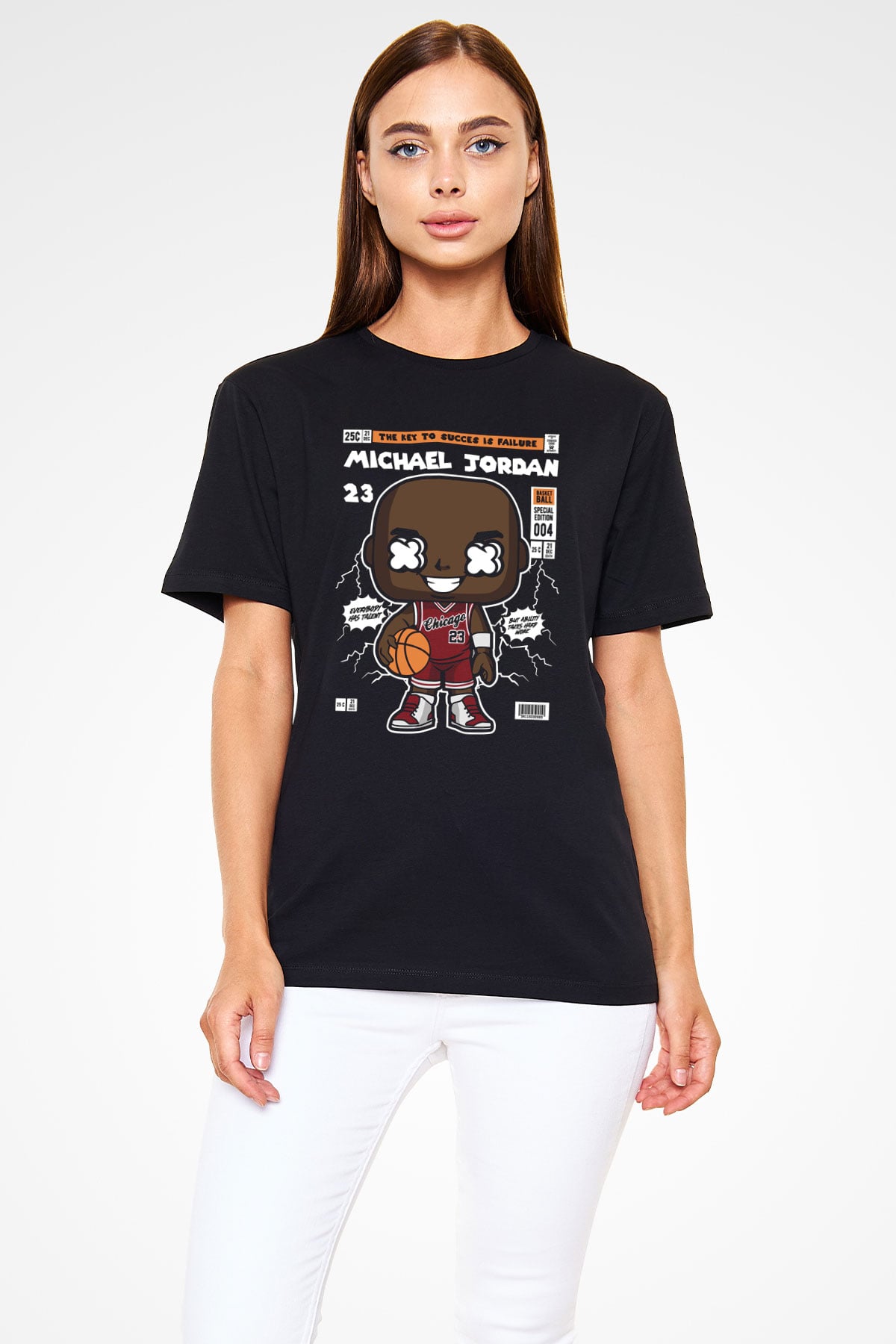 Michael Jordan Baskılı Unisex Siyah Tişört