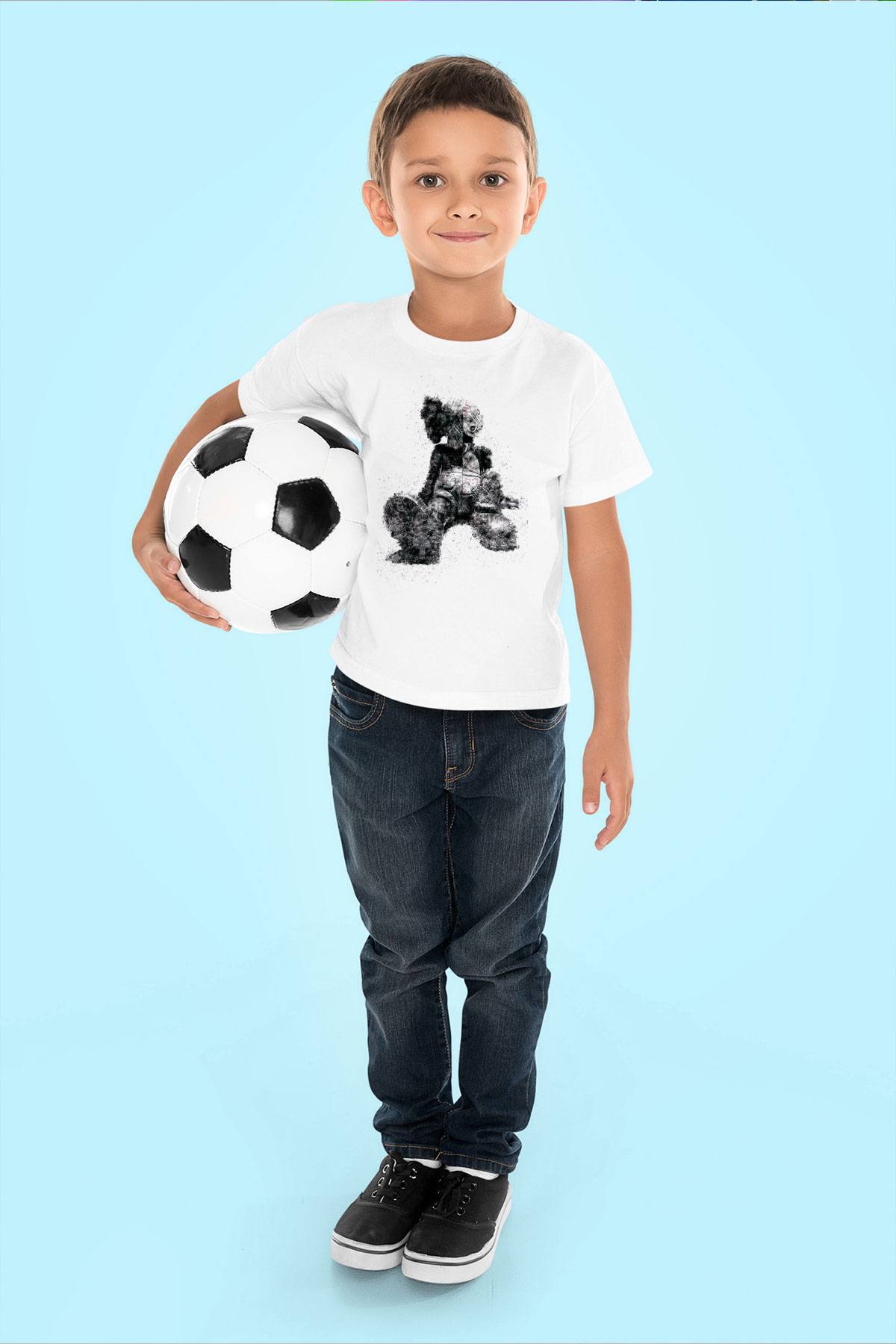 Mickey Baskılı Unisex Beyaz  Çocuk Tişört