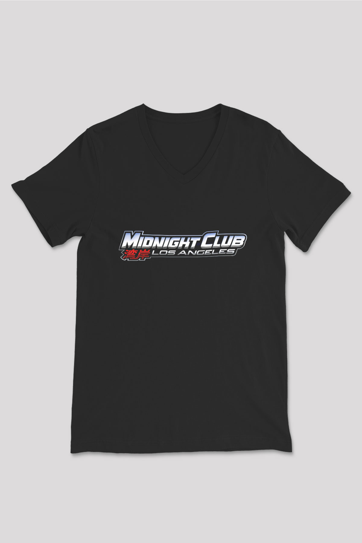 Midnight Club Siyah Unisex V Yaka Tişört