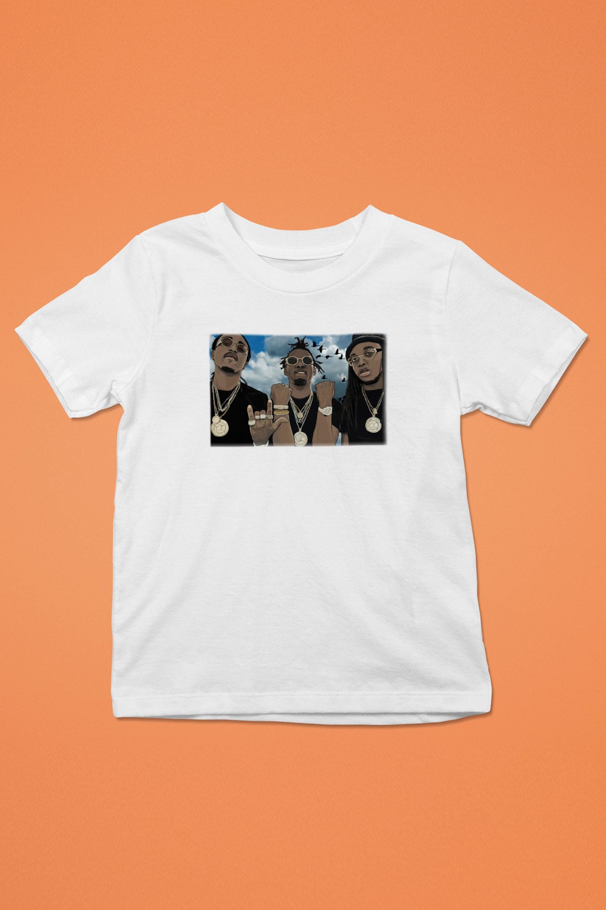 Migos Baskılı Beyaz Unisex Çocuk Tişört