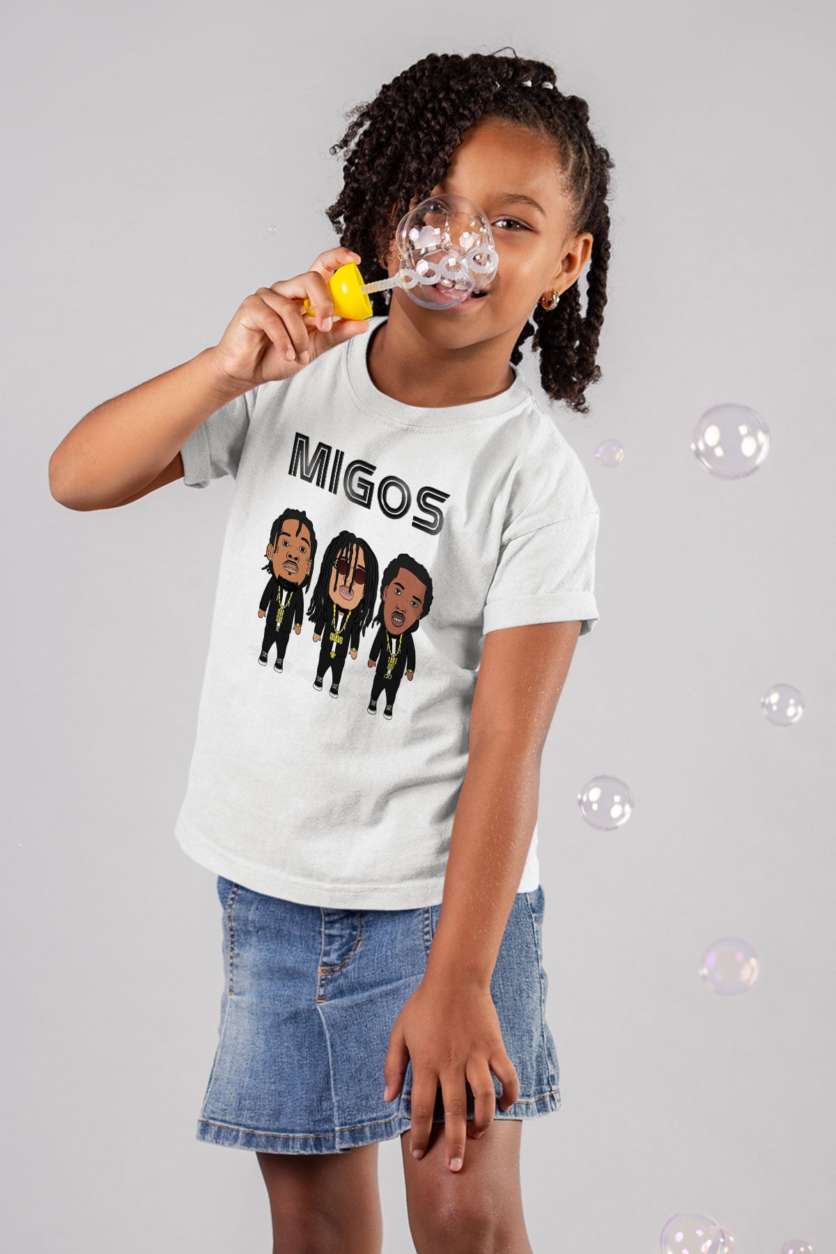 Migos Baskılı Beyaz Unisex Çocuk Tişört