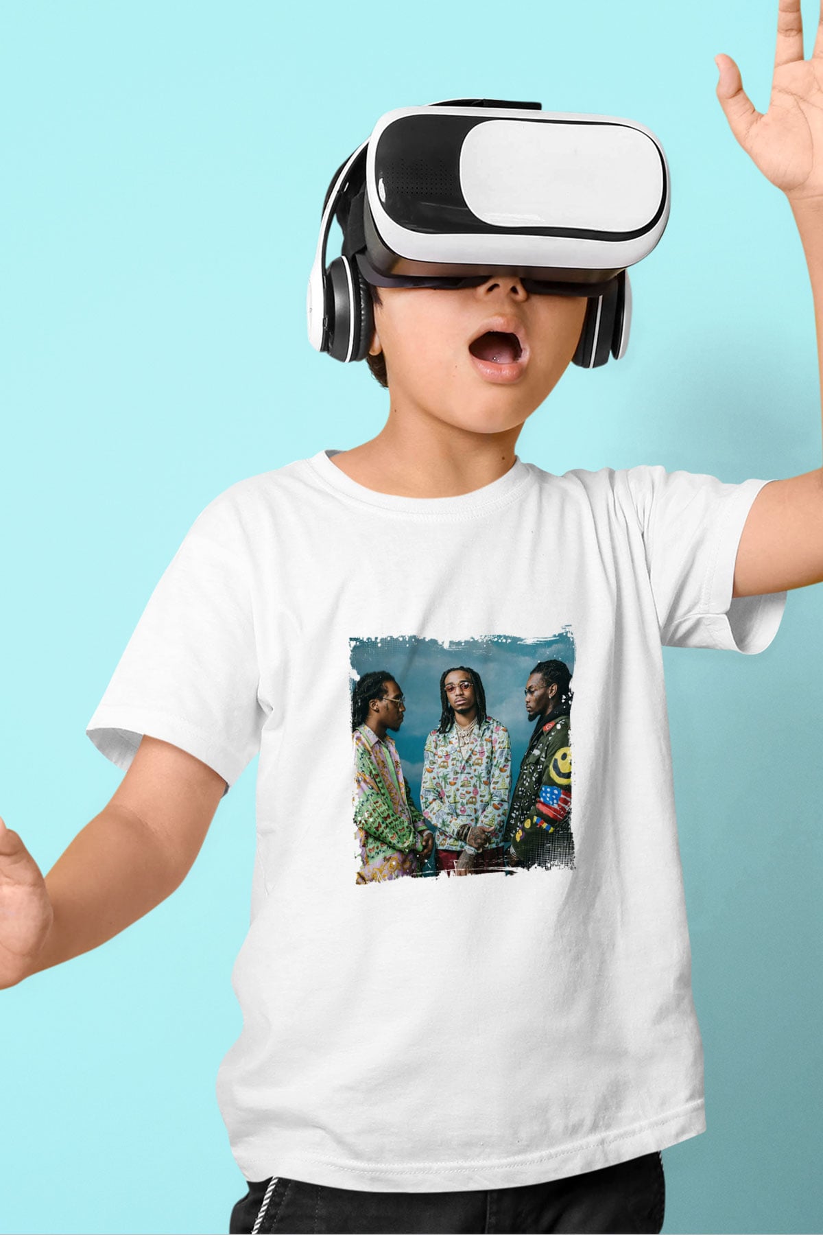 Migos Baskılı Unisex Beyaz Çocuk Tişört