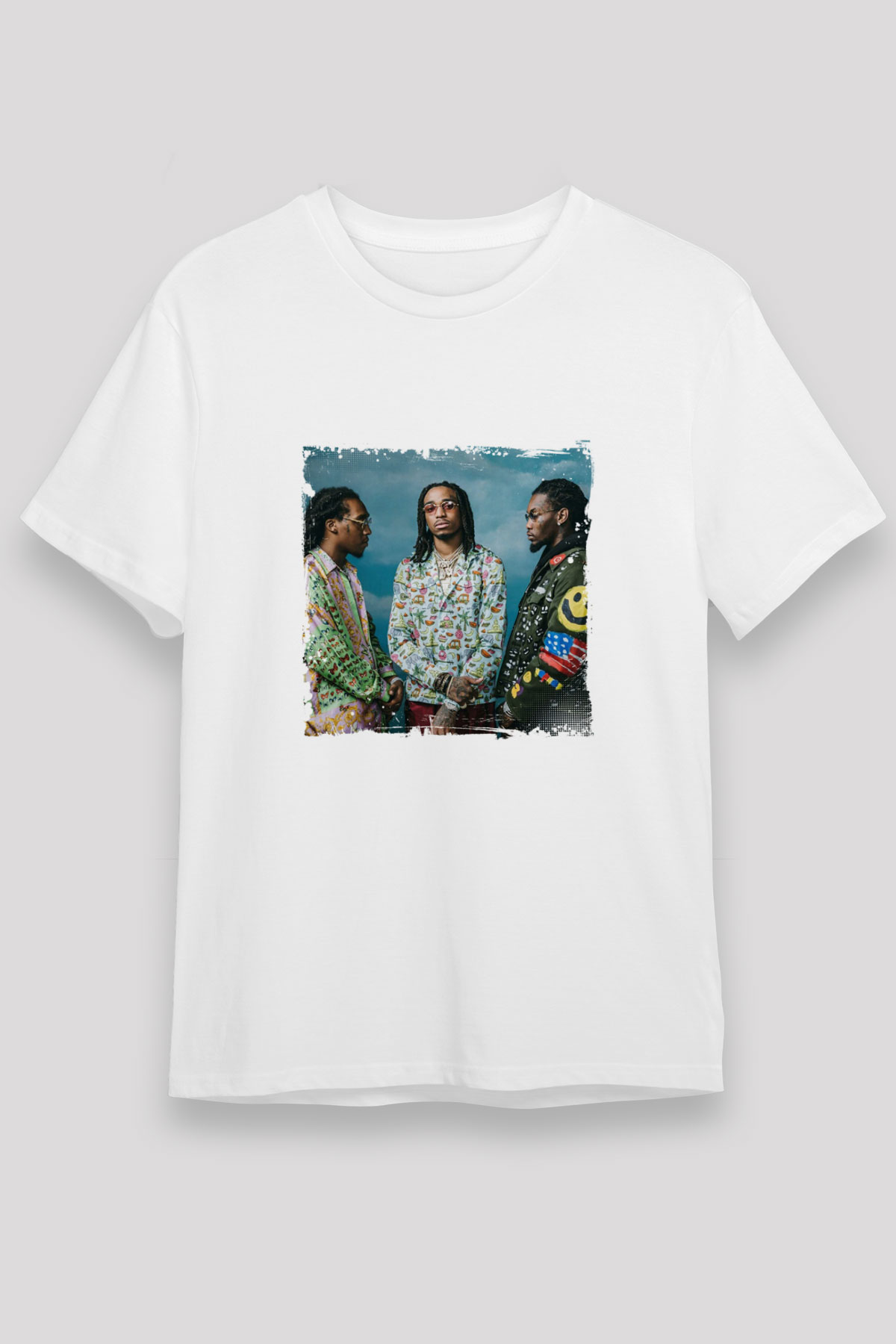 Migos Baskılı Unisex Beyaz Tişört