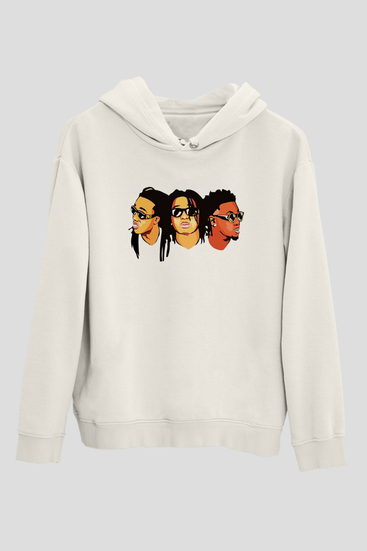 Migos Beyaz Unisex Kapşonlu Sweatshirt