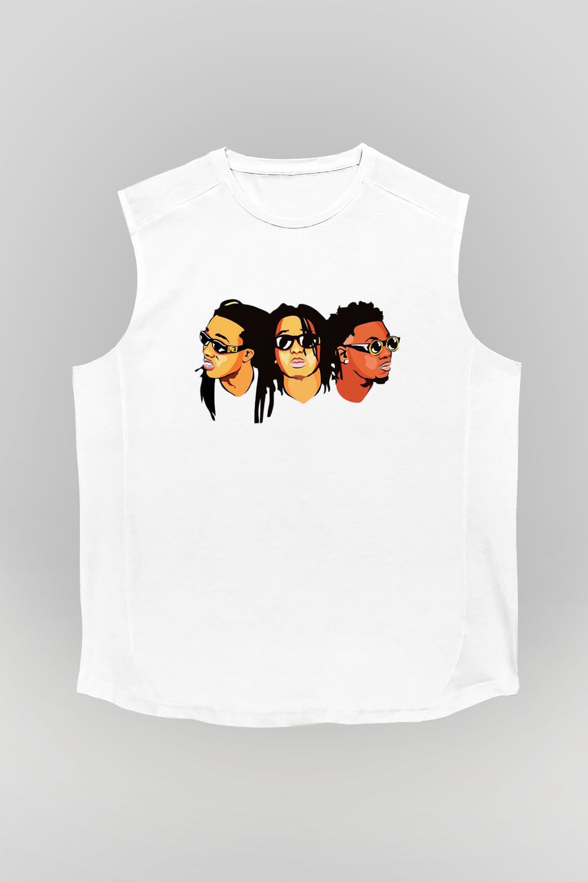 Migos Beyaz Unisex Kolsuz Tişört