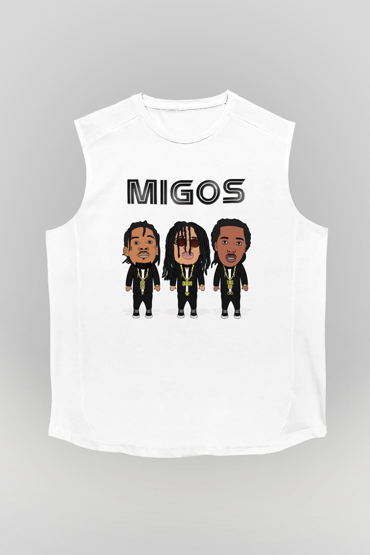 Migos Beyaz Unisex Kolsuz Tişört