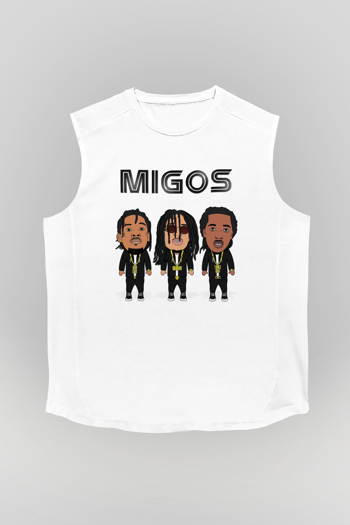 Migos Beyaz Unisex Kolsuz Tişört