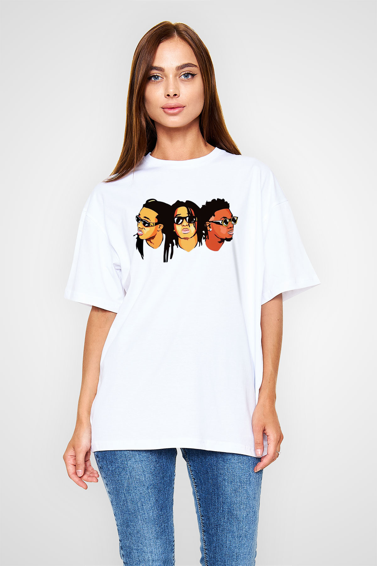 Migos Beyaz Unisex Oversize Tişört T-Shirt