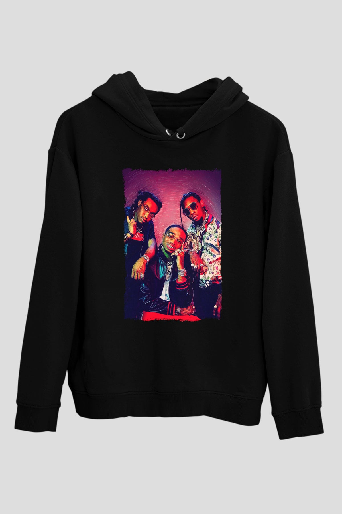 Migos Siyah Unisex Kapüşonlu Sweatshirt