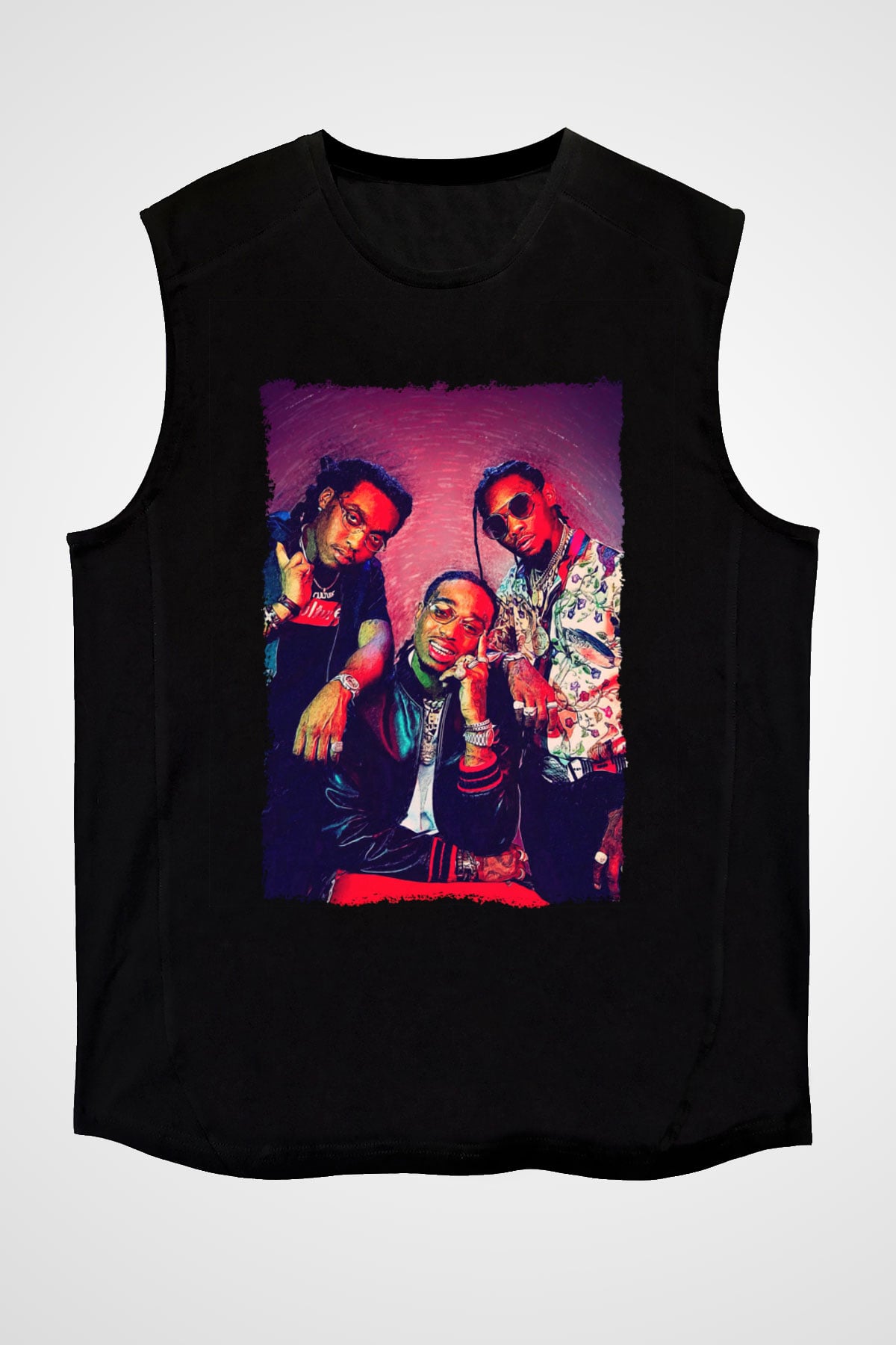 Migos Siyah Unisex Kolsuz Tişört