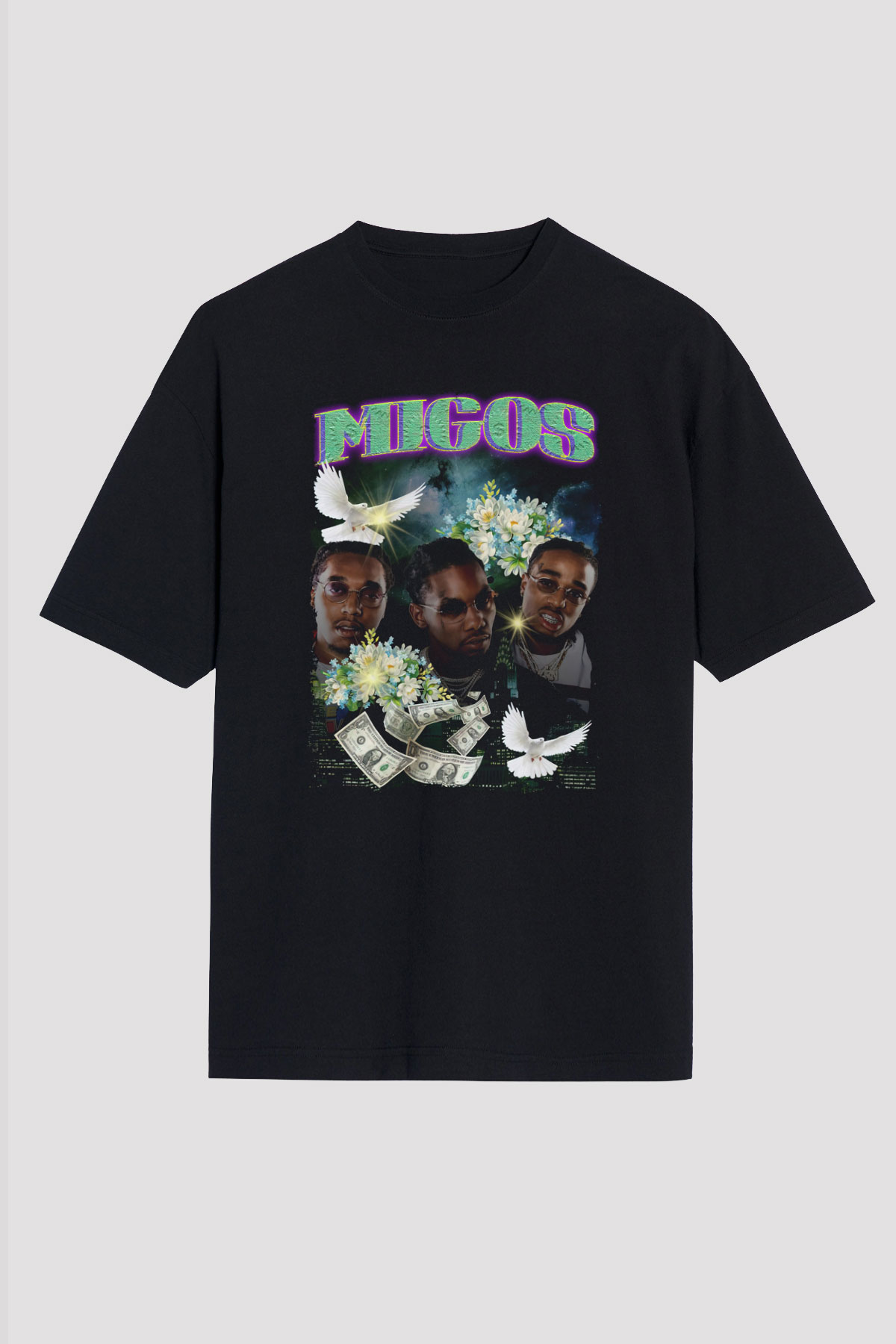 Migos Siyah Oversize Tişört Oversize T-shirt - TişörtFabrikası