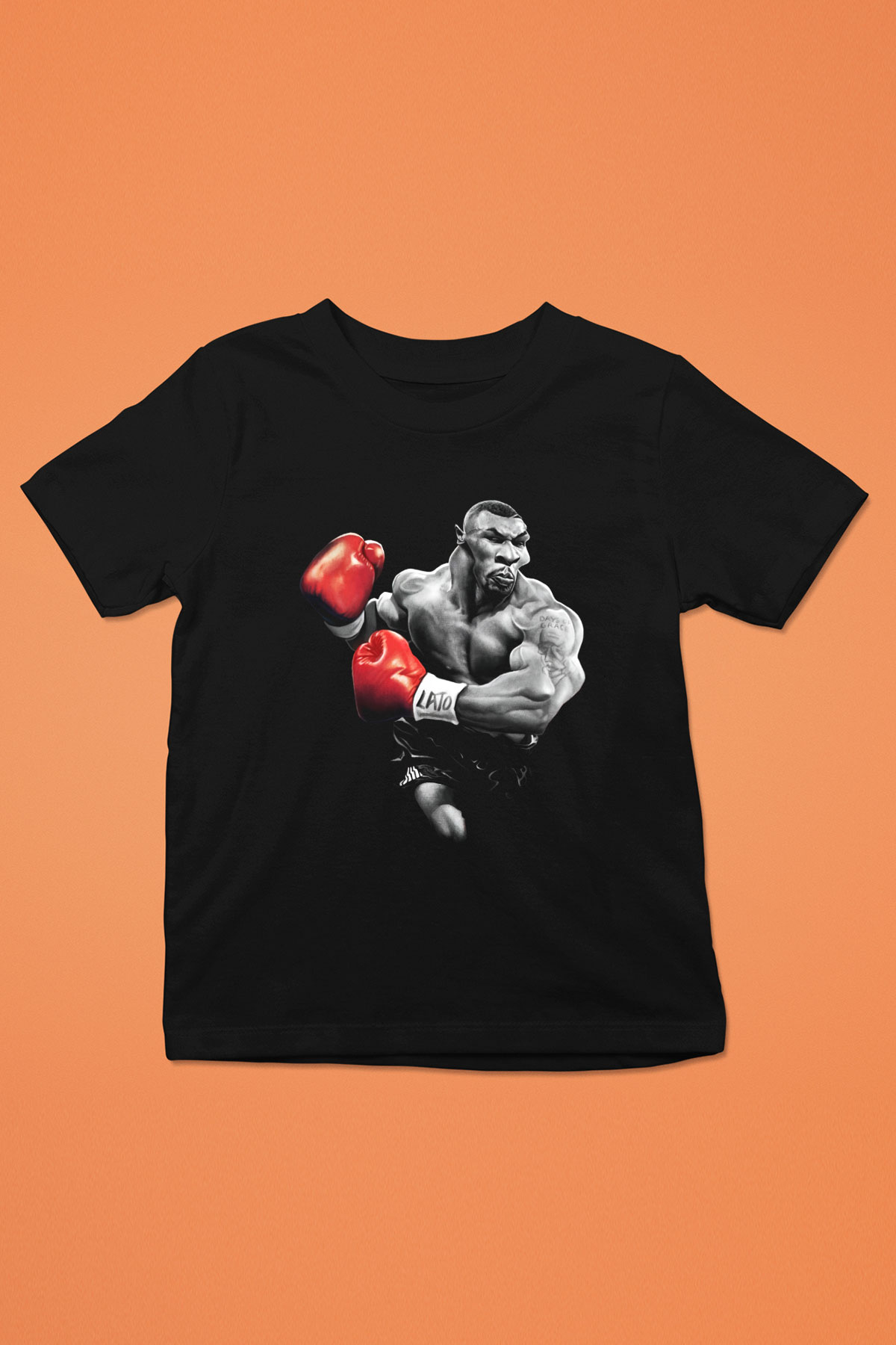 Mike Tyson Baskılı Siyah Unisex Çocuk Tişört