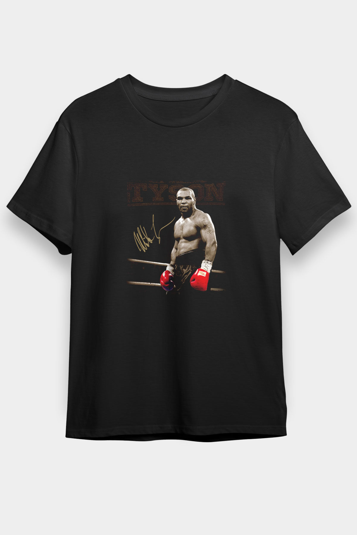 Mike Tyson Baskılı Unisex Siyah Tişört