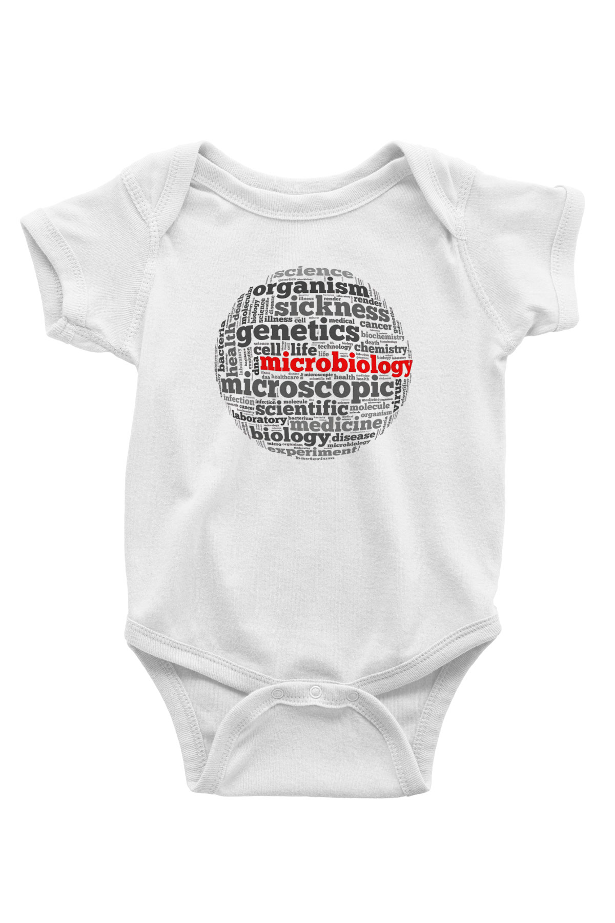 Mikrobiyolog Baskılı Beyaz Unisex Bebek Body - Zıbın
