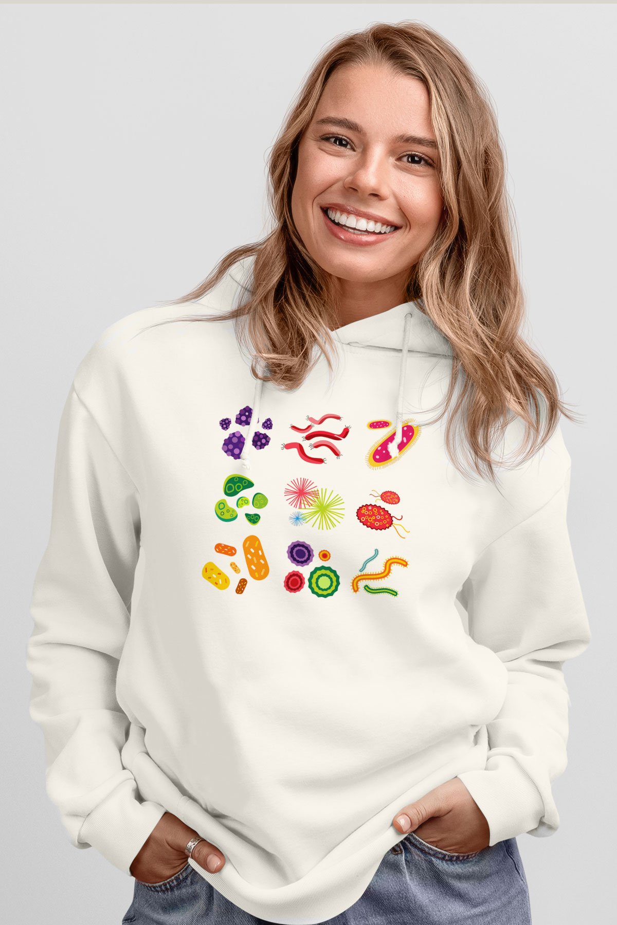 Mikrobiyolog Beyaz Unisex Hoodie