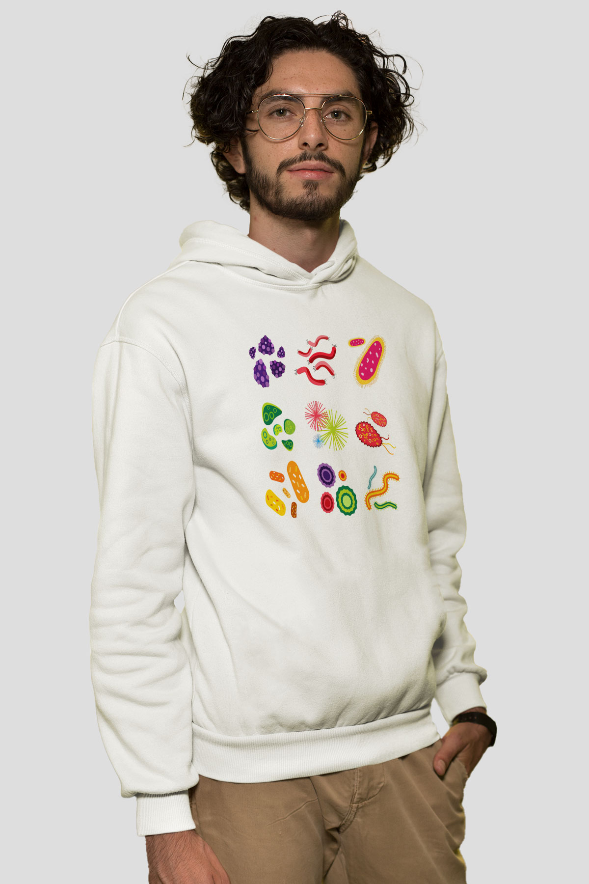 Mikrobiyolog Beyaz Unisex Hoodie